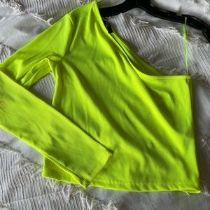 Bershka One Sleeve Neón Top